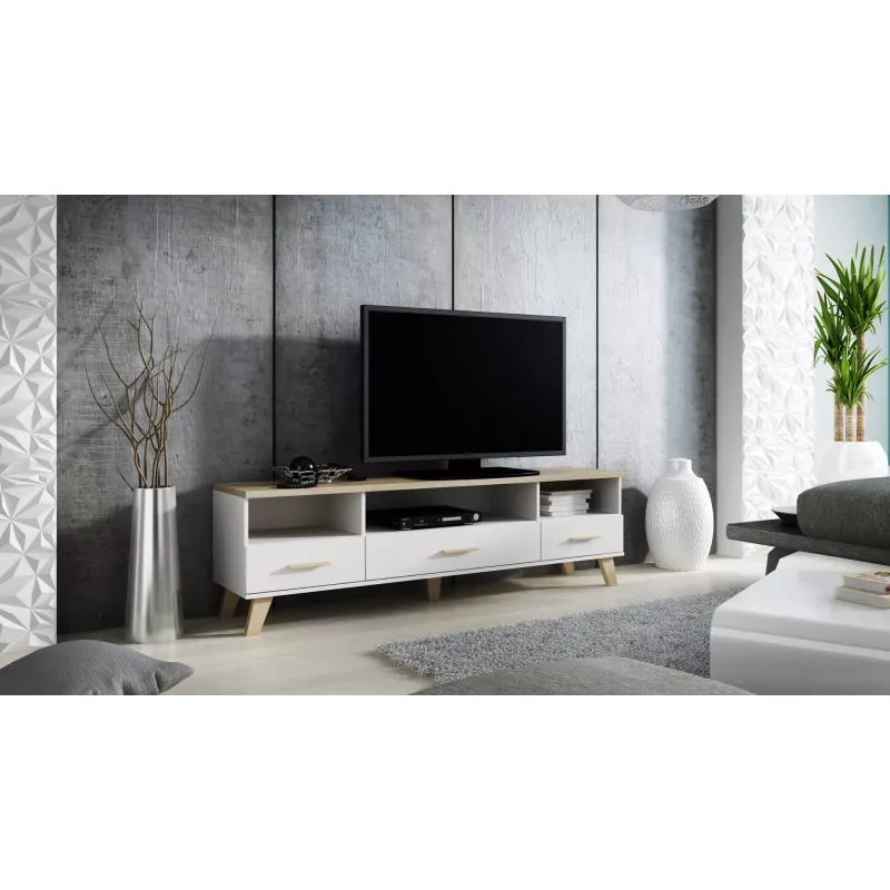 Soporte de TV Cama LOTTA 180cm blanco + roble sonoma