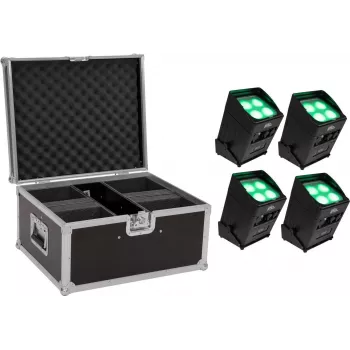Eurolite Set 4x AKKU UP-4 Entry QCL Spot QuickDMX con maletín