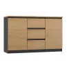 Cómoda Topeshop 2D3S ANT/ART BA KPL — antracita y roble, 3 cajones, estructura de tablero de partículas
