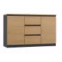 Cómoda Topeshop 2D3S ANT/ART BA KPL — antracita y roble, 3 cajones, estructura de tablero de partículas