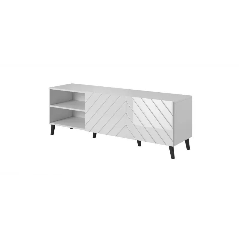 Mueble RTV ABETO 150x42x52 blanco/blanco brillante