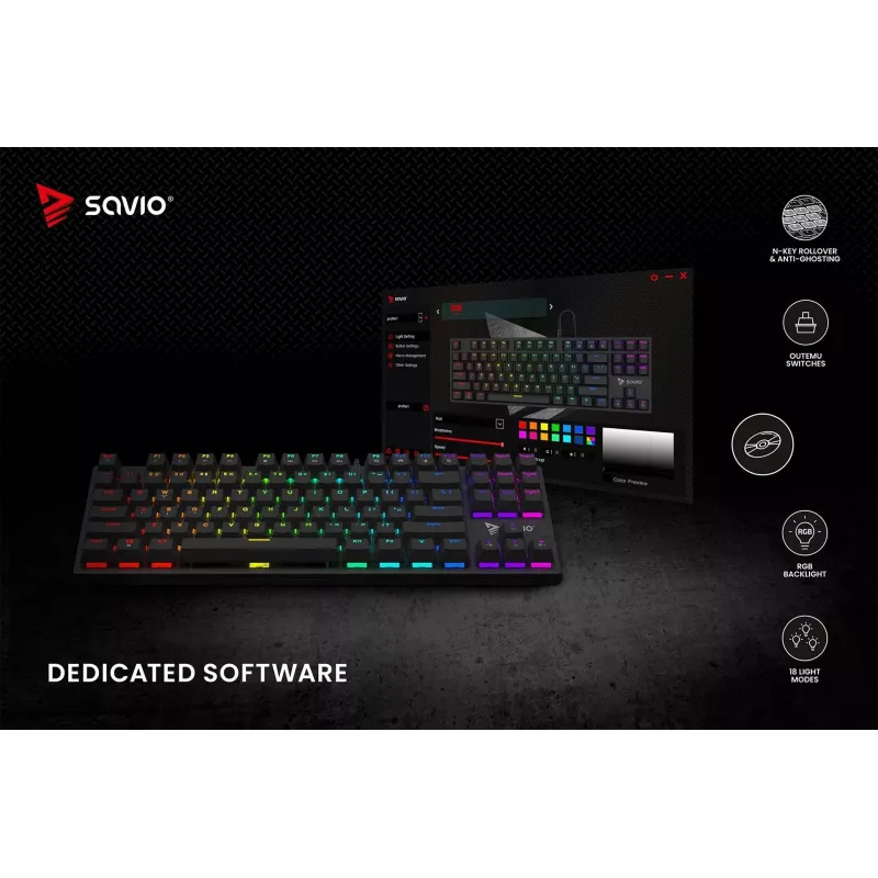 Teclado mecánico RGB Tempest X2 Outemu Blue Savio Savgk-tempest X2 Bl