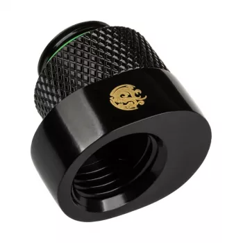 Adaptador BitsPower X-Cross G1/4 pulgadas rosca macho a G1/4 pulgadas rosca hembra, desplazamiento de 5 mm, negro mate