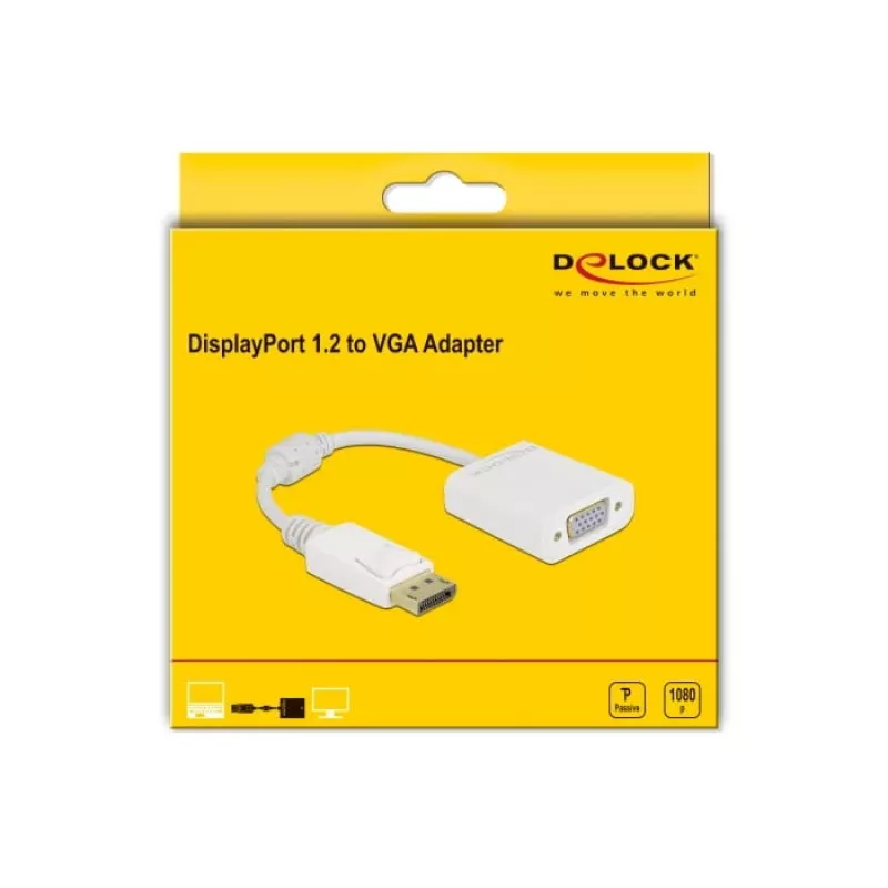 Adaptador DisplayPort 1.2 conector macho a VGA conector hembra DeLOCK 61007