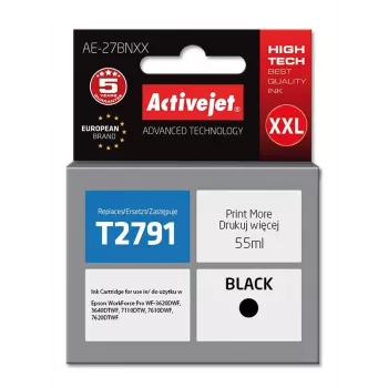 Cartucho de tinta ActiveJet AE-27BNXX compatible con Epson, negro, XL 55 ml, tinta pigmentada, rendimiento 2200 páginas
