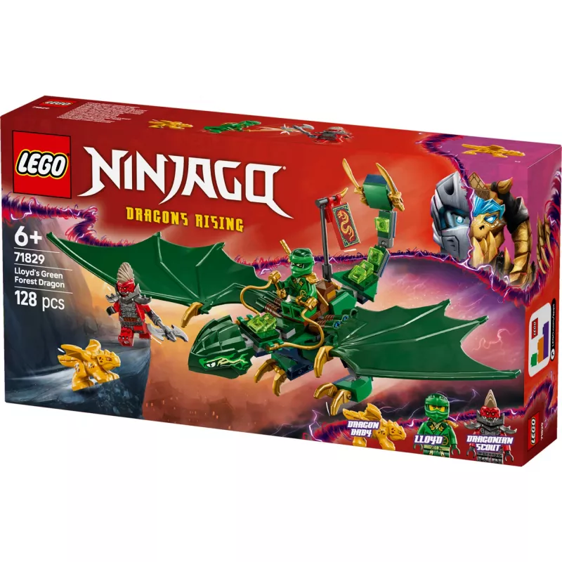 Juguete de construcción LEGO NINJAGO 71829 Dragón del Bosque Verde de Lloyd, 128 piezas, 2 minifiguras, a partir de 6 años