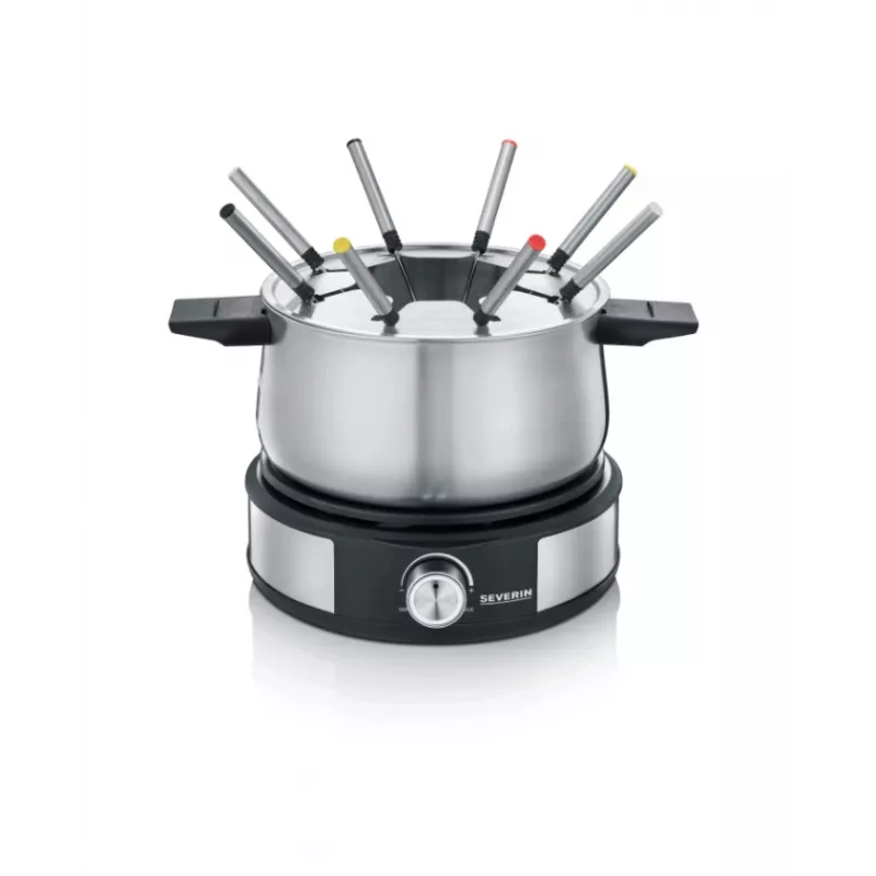 Severin FO 2471 combinación de fondue y crepes, negro/acero inoxidable