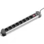 Regleta de enchufes Renkforce 815A-CMB, 8 tomas, negra/plateada, con interruptor