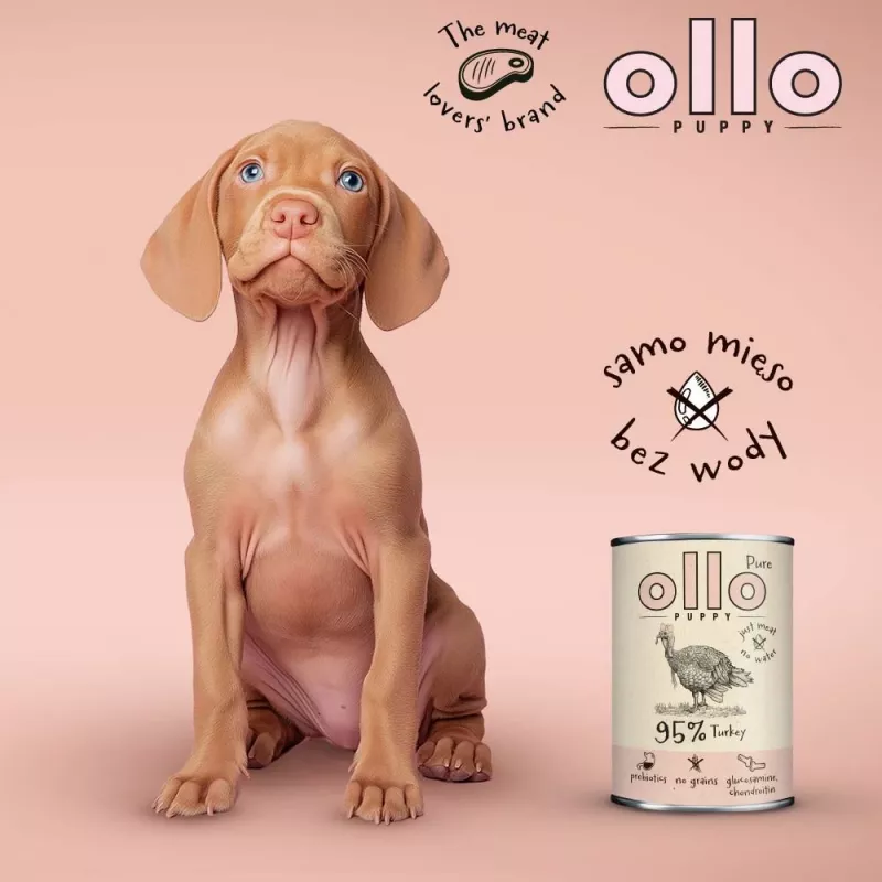 OLLO Puppy Pure Pavo - Comida húmeda para perros - 400 g
