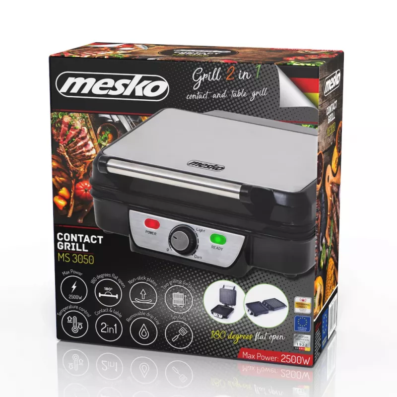 Mesko MS 3050 parrilla de contacto, 1800 W, negro/acero inoxidable