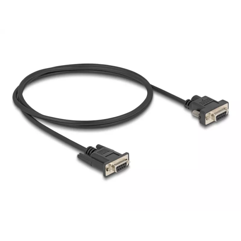 Delock cable serie RS-232, D-Sub 9 hembra con alimentación en el pin 9 (DC 5,5 x 2,1 mm), 1 m, negro