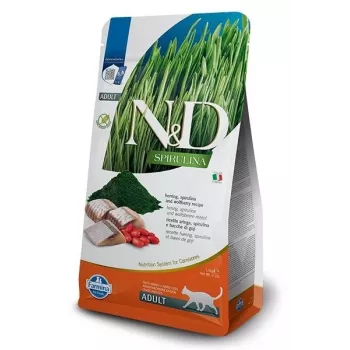 Comida seca para gatos Farmina N&D Spirulina Arenque 1,5 kg — sin cereales, 44 % de proteína, 20 % de grasa