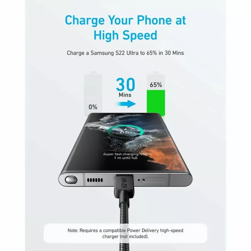 Cable USB Anker 322 1,8 m USB C carga rápida transferencia de datos