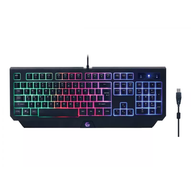 Gembird GGS-UMGL4-01 Phantom kit gaming 4 en 1 retroiluminado (teclado, ratón, auriculares, alfombrilla de ratón), con cable USB, distribución US, negro