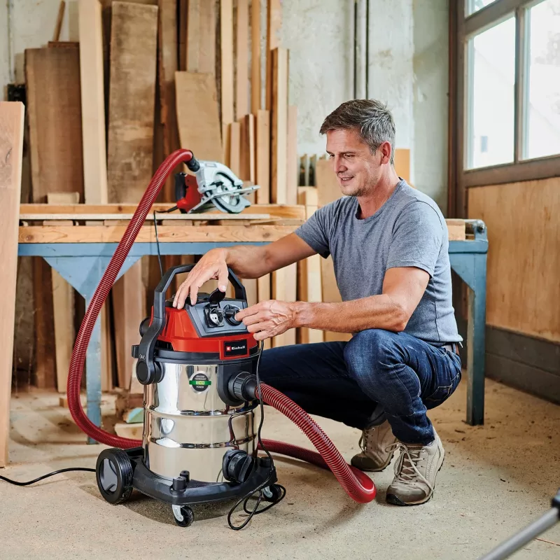 Einhell TE-VC 2025 SACL aspiradora de sólidos y líquidos, rojo/acero inoxidable