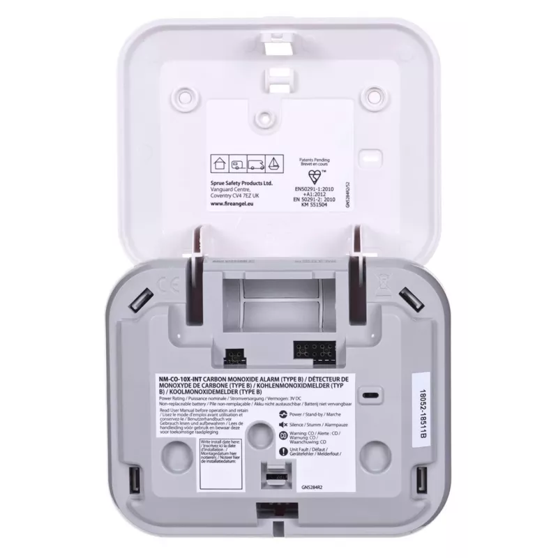Detector de monóxido de carbono FireAngel NM-CO10X modelo con interfaz con interfaz cableada para seguridad del hogar