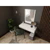 Tocador con espejo cama meble PAFOS 80×41,6×100 cm, blanco mate, marco de MDF, 1 cajón