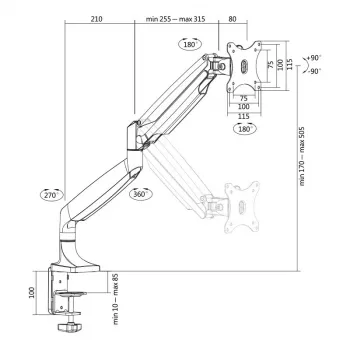 Soporte de monitor LogiLink BP0042 81,3 cm (32 pulgadas) de escritorio aluminio