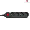 Regleta de enchufes Maclean MCE180 1,4 m 4 tomas interiores negra