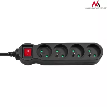 Regleta de enchufes Maclean MCE180 1,4 m 4 tomas interiores negra