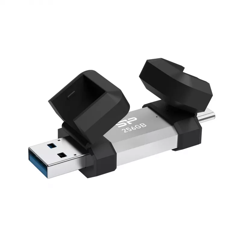 Memoria USB Silicon Power 256 GB USB Type-A / USB Type-C, USB 3.2 Gen 1, tapa de aluminio‑goma