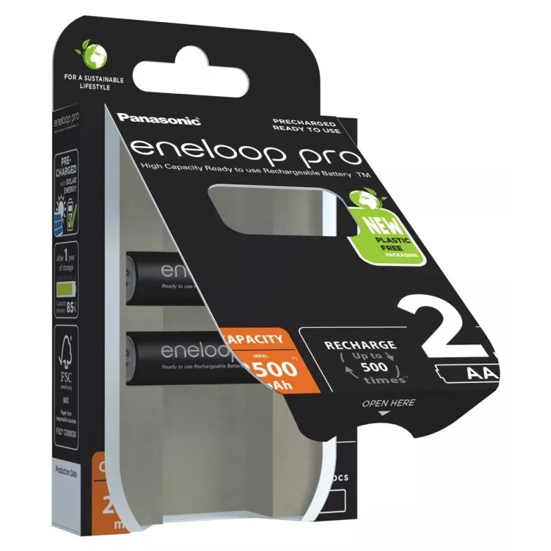 Baterías PANASONIC ENELOOP PRO AA 2500 mAh 2 uds. (BK-3HCDE/2CP)