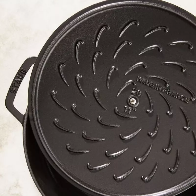 Staub Chistera 40511-472-0 olla asadora 28 cm, redonda, de hierro fundido, 3,7 l, negra