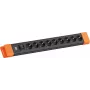 Regleta de enchufes Bachmann CONNECTUS con 9 tomas CEE 7/3, 1 interruptor, cable de 2,0 m — negro/naranja