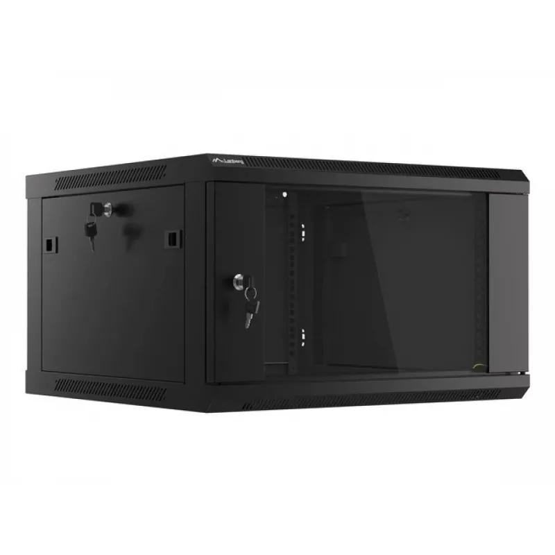 Armario de instalación de pared Lanberg 19'' 6U 600x600mm negro (puerta de cristal)