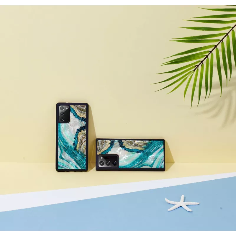 Funda protectora iKins para Samsung Galaxy Note 20 Ultra — diseño ágata aguamarina