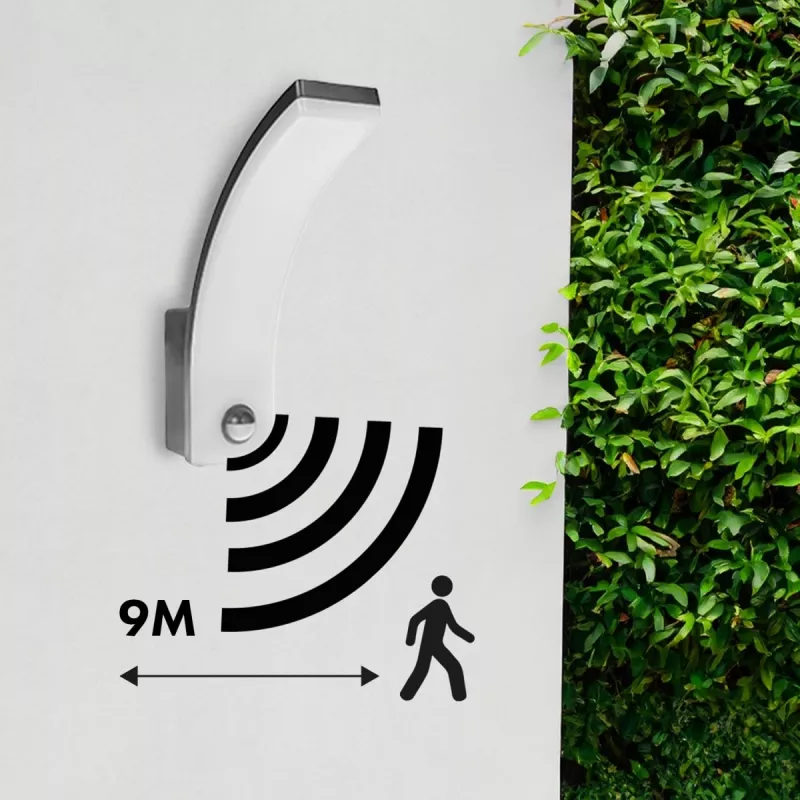 Lámpara de pared LED MACLEAN MCE512 GR con sensor de movimiento, lámpara LED de bajo consumo