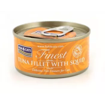 FISH4CATS Filete de atún con calamar - comida húmeda para gatos - 70 g