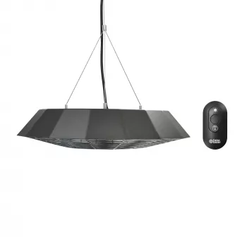 TunaBone | Calefactor eléctrico de techo por infrarrojos para terraza | TB2068C-01 | Calefactor para terraza | 2000 W | Número de niveles de potencia 1 | Apto para espacios de hasta 20 m² | Negro | IP45