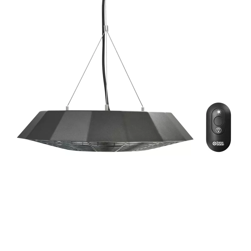 TunaBone | Calefactor eléctrico de techo por infrarrojos para terraza | TB2068C-01 | Calefactor para terraza | 2000 W | Número de niveles de potencia 1 | Apto para espacios de hasta 20 m² | Negro | IP45