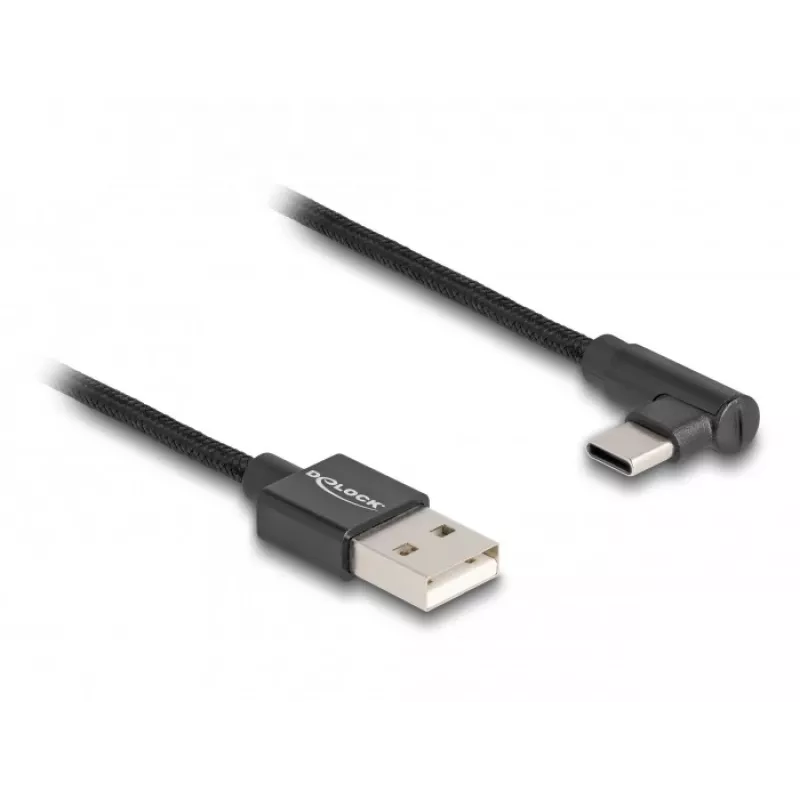 Cable USB 2.0 DeLOCK Type-A macho a USB Type-C macho acodado 0,5 m negro