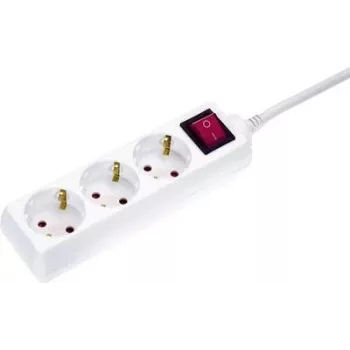 Regleta de enchufes AS Schwabe 11371 Schuko blanca — alargador Schuko de una pieza