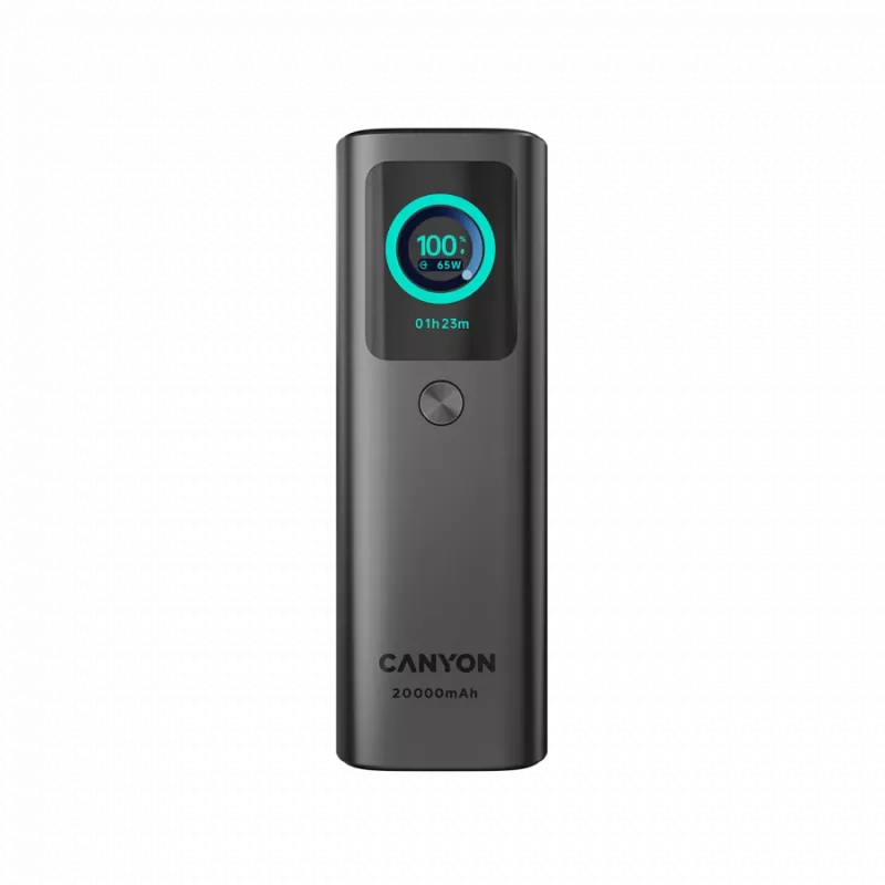 Batería externa CANYON con cable integrado OnPower 265 20000mAh 165W aluminio gris oscuro