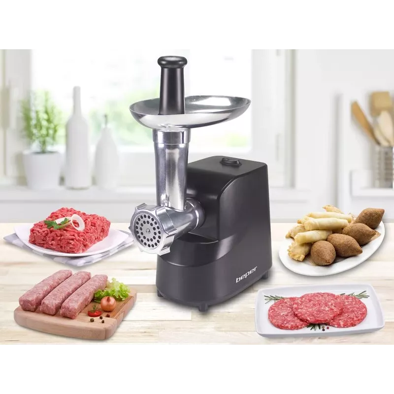 Beper P102ROB200 picadora de carne eléctrica con exprimidor de tomate, 1200 W, negra