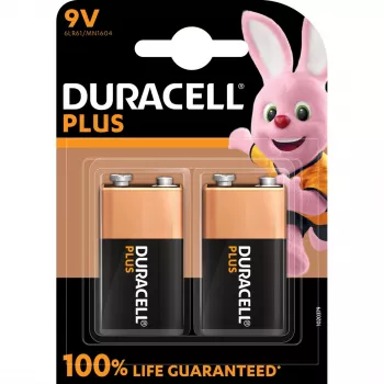 Pila Duracell Plus 9V (MN1604) — pack de 2, 0,102 kg de peso total