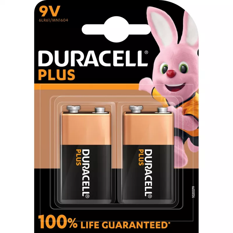 Duracell Plus pila de 9V (MN1604 / 6LR61), 2 unidades