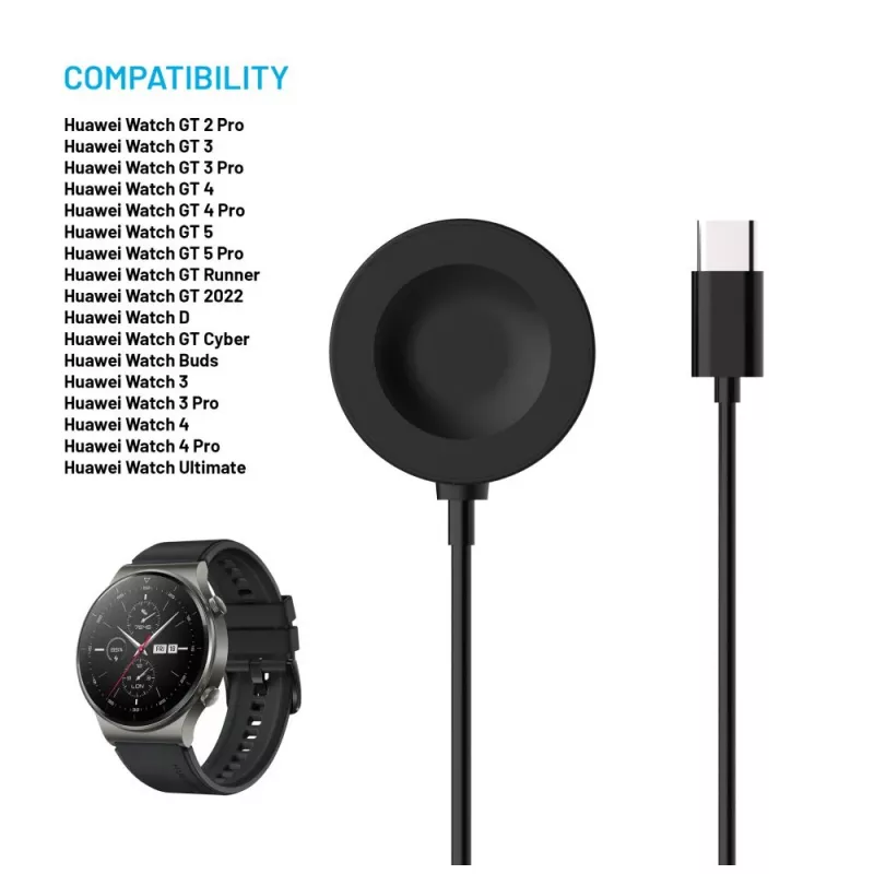 Cable USB-C fijo para Huawei Watch GT/GT 3 Pro/Watch 4/4 Pro/Watch 5/5 Pro de FIXED