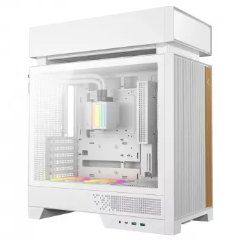 Caja de PC de sobremesa DeepCool CL6600 WH — blanca, compatible con fuentes ATX/PS2/SFX/SFX-L, 140 mm frontal, 120/140 mm superior/trasero, unidades de 2,5