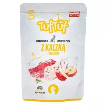 TufTuf Comida húmeda para perros Pato con manzana 300 g — comida húmeda completa para perros adultos, 69 % humedad, 9,8 % proteína
