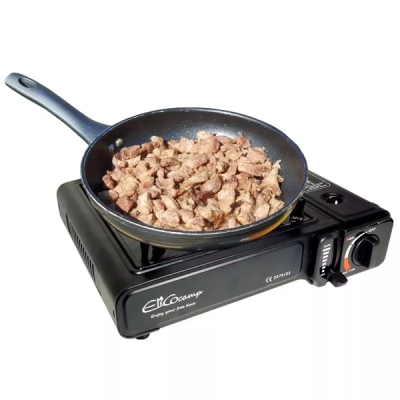 ELICO BDZ-155B Cocina de gas portátil de camping para cartuchos de 2,2 kW, encendido piezoeléctrico.