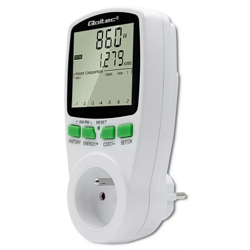 Medidor de consumo QOLTEC PM0627 3680W con historial — QOLTEC PM0627 3680W