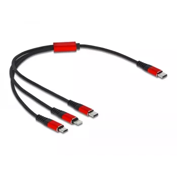 Cable de carga USB DeLOCK 86710 3 en 1 USB Type-C a Lightning Micro USB 30 cm negro rojo