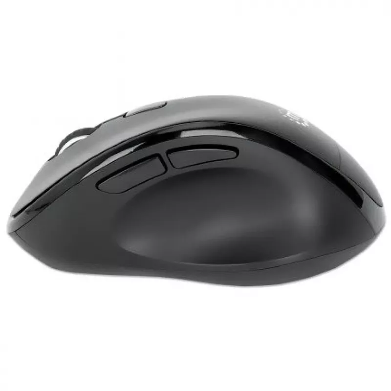 Manhattan Ratón inalámbrico ergonómico, para diestros, 800/1200/1600 dpi ajustables, 2,4 GHz (hasta 10 m), seis botones con rueda de desplazamiento, receptor combo USB-A y USB-C, negro, pila AA (incluida), tres años de garantía