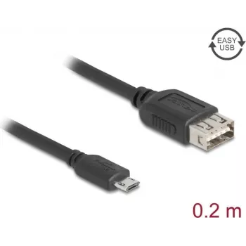 Cable USB 2.0 DELOCK 81516 — Micro-USB B a USB A, 0,2 m, negro, contactos dorados