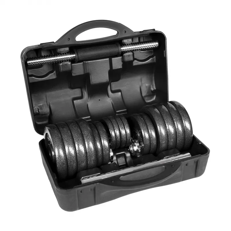 REBEL ACTIVE mancuernas ajustables en maletín 30 kg con barra