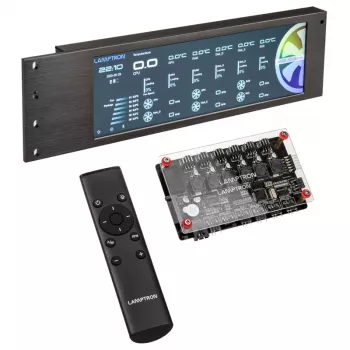 Lamptron CU135 controlador de ventiladores + controlador RGB con pantalla, ARGB - Negro